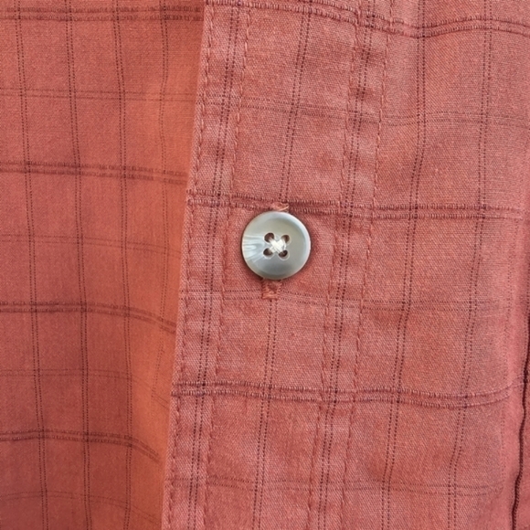 Columbia Orange Check Button-down Long-sleeved Shirt, Casual, Size Large - Picture 6 of 9